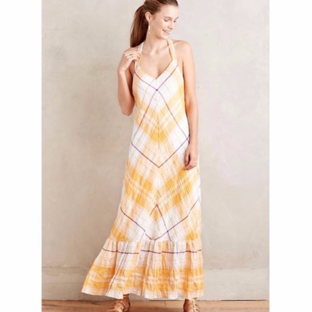 Anthropologie Holding Horses Clementine Metallic Plaid Maxi Dress - Picture 12 of 12